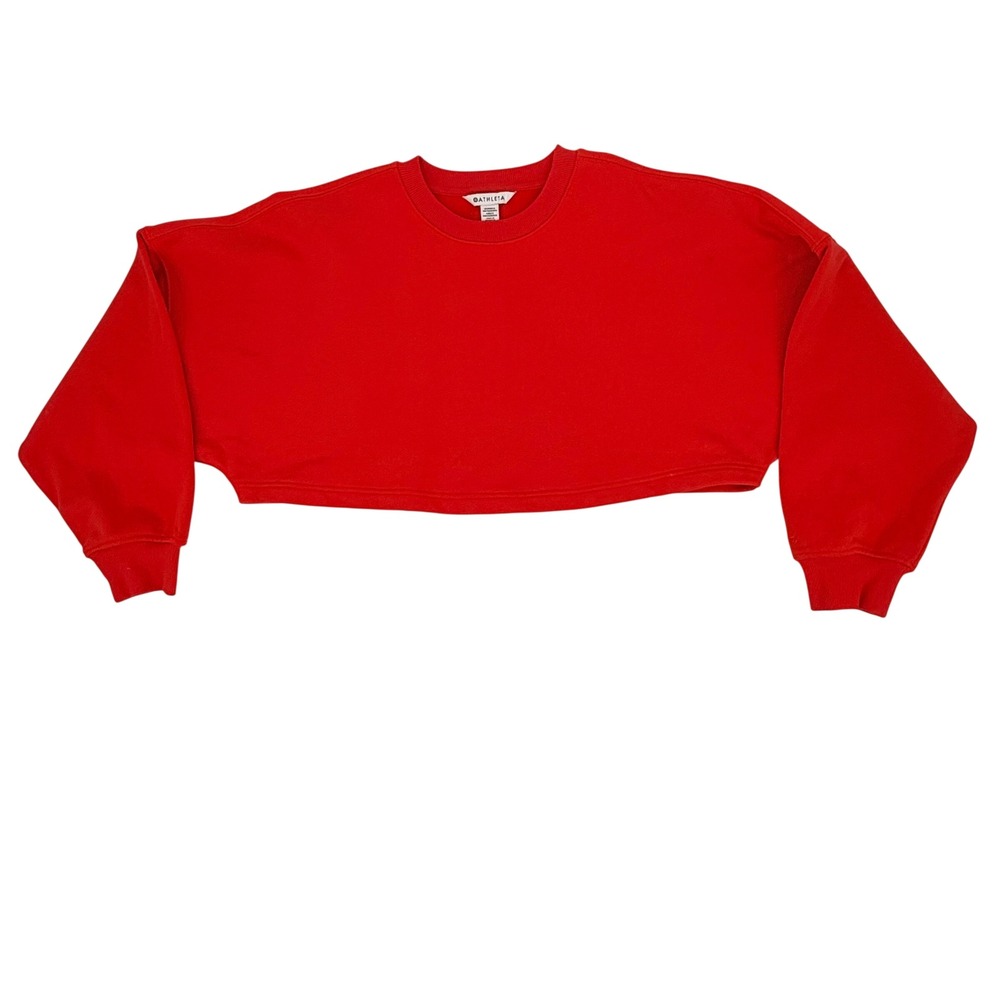 Athleta Cropped Sweatshirt‎ Womens M Red Oversized French Terry 782483